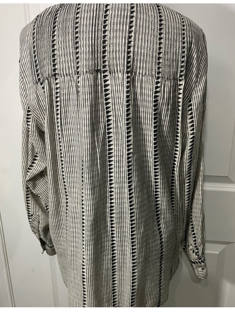 J Crew Black and White Striped Peasant Blouse size Small CB-10 - Picture 8 of 10